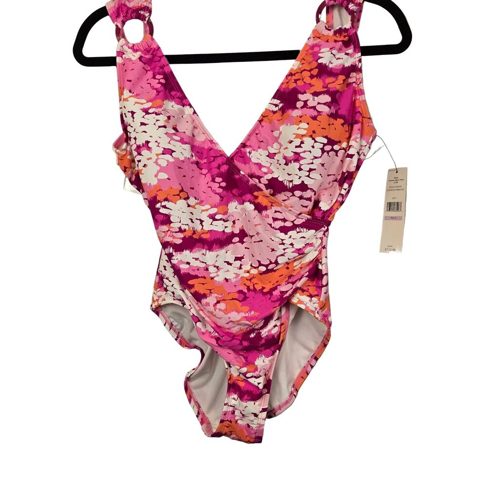 Carmen Marc Valvo One-Piece Swimsuit Women's Size 6 Hibiscus Floral MSP $112 NEW
